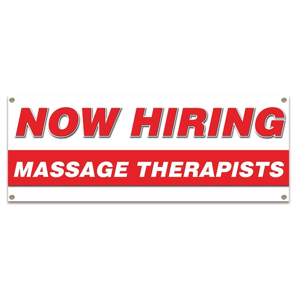Now Hiring Massage Therapists Banner Apply Inside Accepting Application Single Sided